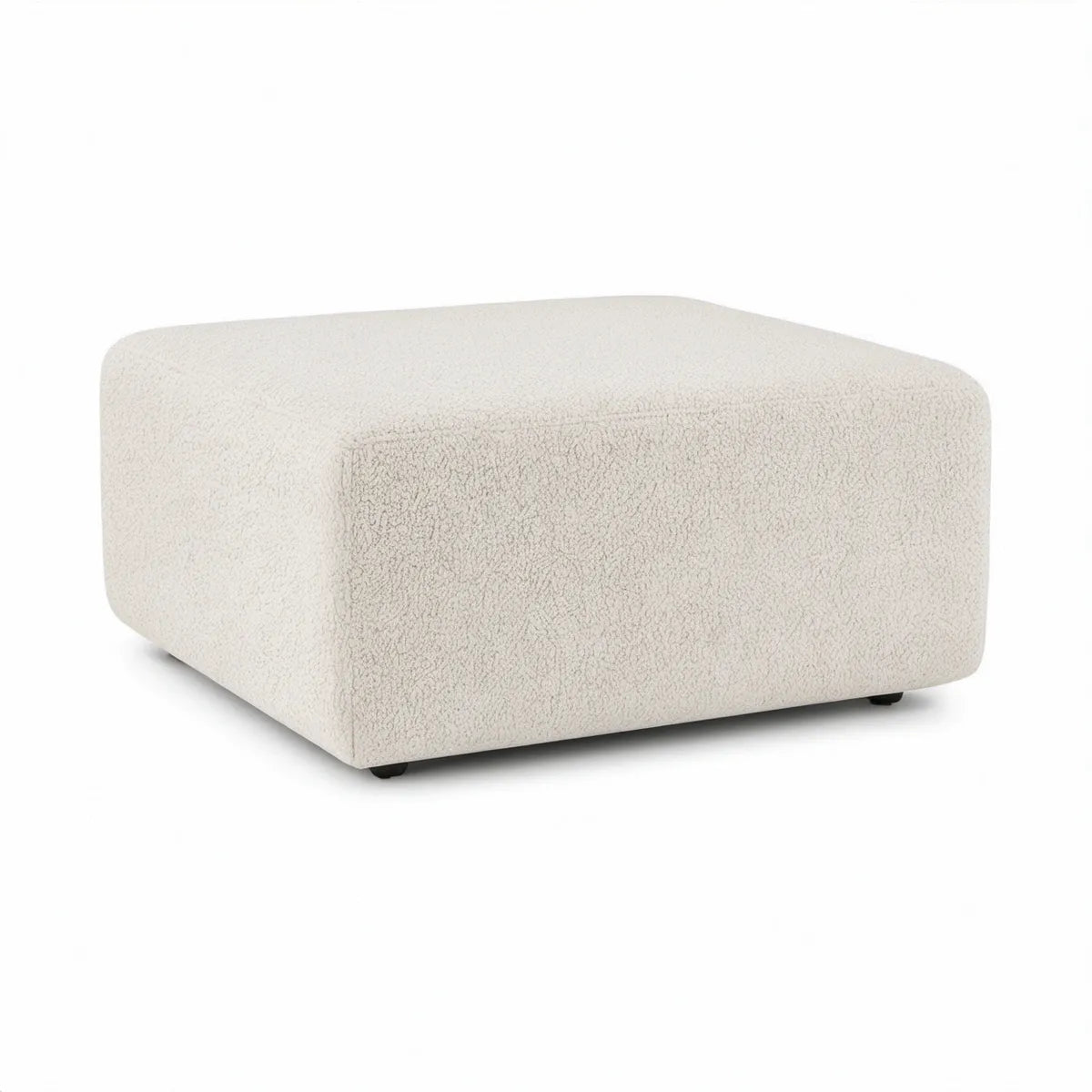 Puf tapicerowany bouclé 80 x 80 x 42 cm kwadratowy kremowy