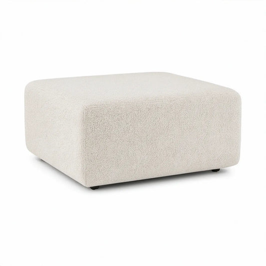 Puf tapicerowany bouclé 80 x 80 x 42 cm kwadratowy kremowy